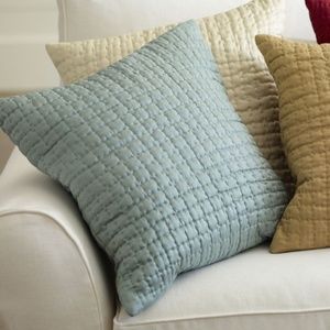 6 New Pottery Barn Silk Square Hand-Quilted Pillow Covers 20"x20" in Wheat